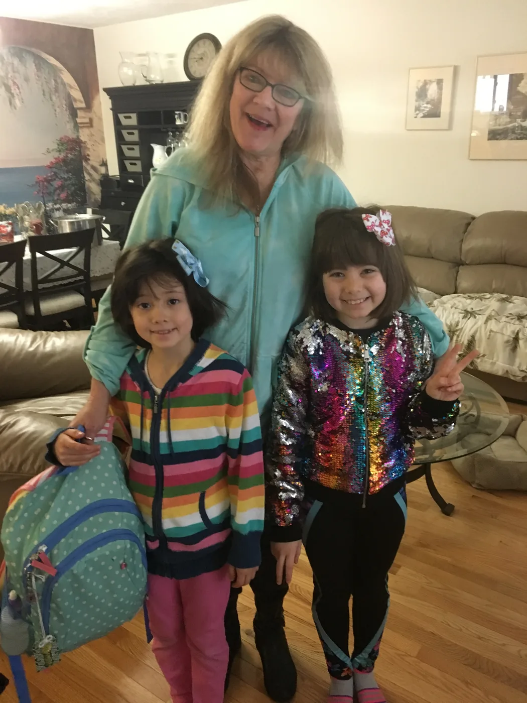 Joyce together with family