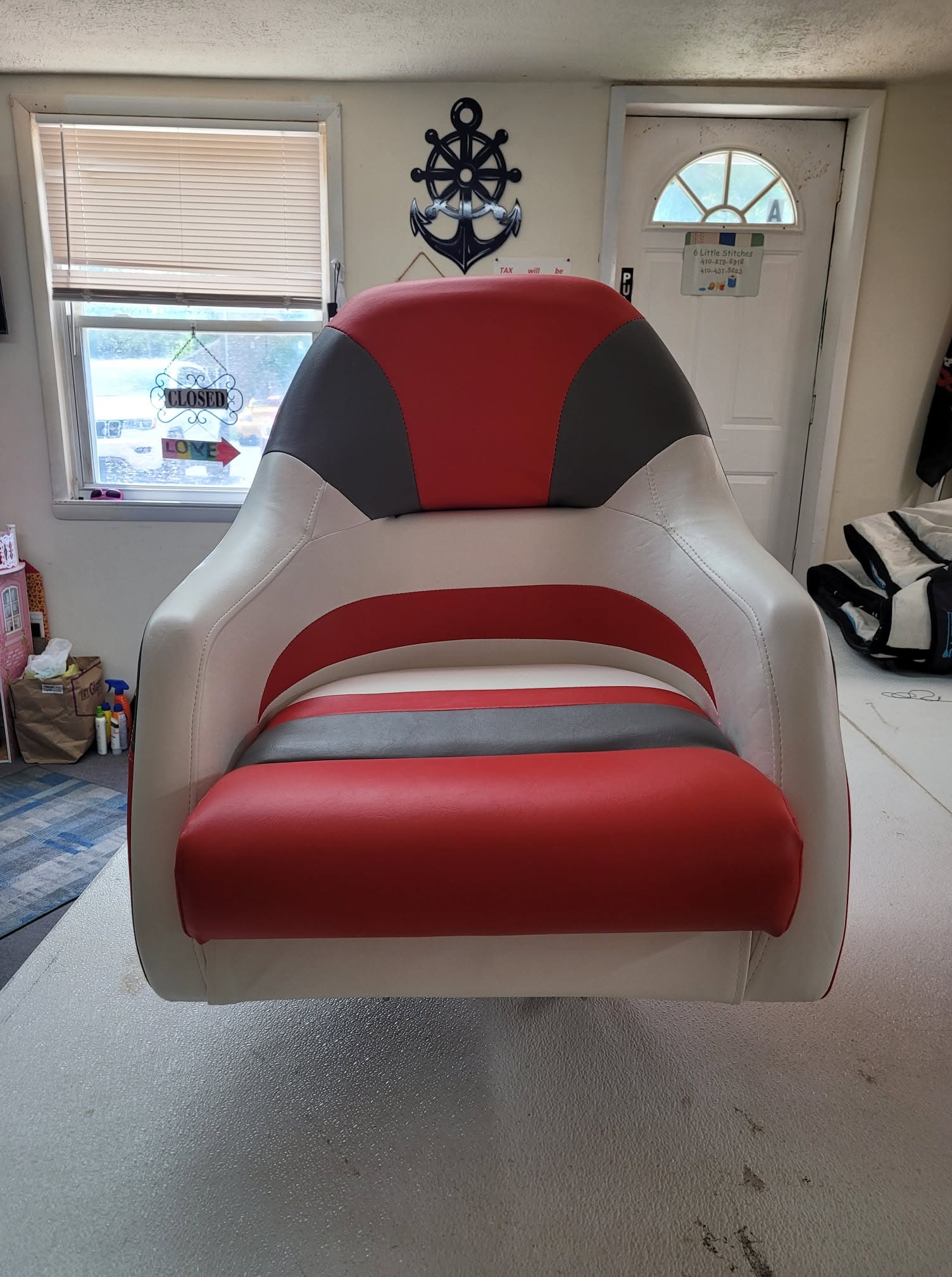 Seat after upholstery work by 6 Little Stitches